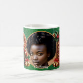 Luxury Red Velvet Gold Christmas Letter B コーヒーマグカップ (中央)