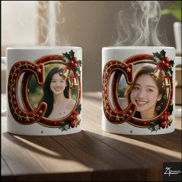 Luxury Red Velvet Gold Christmas Letter c コーヒーマグカップ