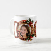 Luxury Red Velvet Gold Christmas Letter G コーヒーマグカップ (正面左)