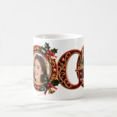 Luxury Red Velvet Gold Christmas Letter G コーヒーマグカップ (中央)