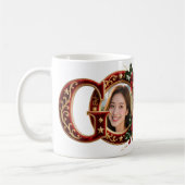 Luxury Red Velvet Gold Christmas Letter G コーヒーマグカップ (左)