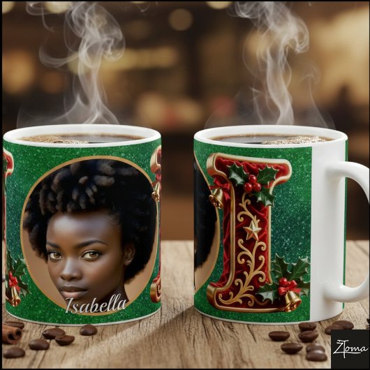 Luxury Red Velvet Gold Christmas Letter I コーヒーマグカップ