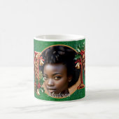 Luxury Red Velvet Gold Christmas Letter M コーヒーマグカップ (中央)