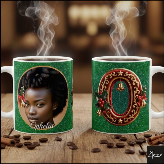 Luxury Red Velvet Gold Christmas Letter O コーヒーマグカップ