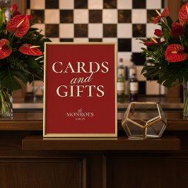 Luxury Red Wedding Bridal Shower Cards and Gifts ポスター