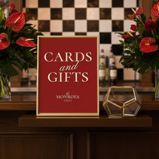 Luxury Red Wedding Bridal Shower Cards and Gifts ポスター