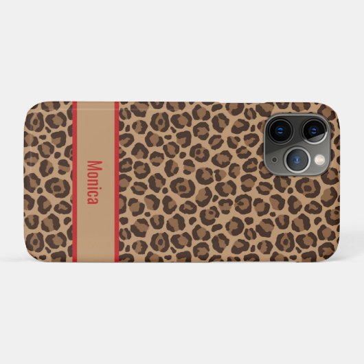 Luxury Red with Leopard Print iphone case Case-Mate iPhoneケース (裏面(横))