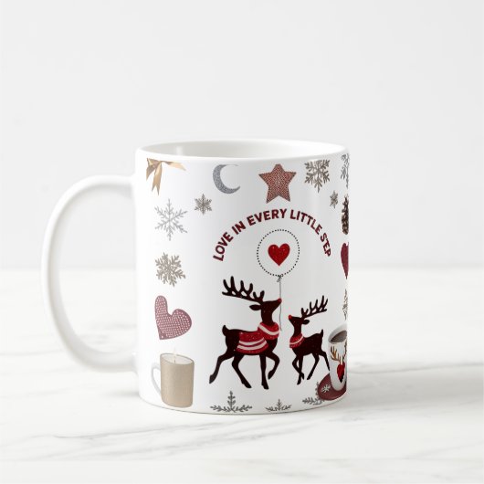 Luxury Reindeer Mommy & Baby "Love in Every Little コーヒーマグカップ (左)