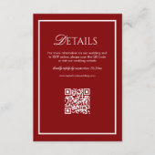 Luxury Retro Burgundy Wedding Details Qr Code エンクロージャーカード (正面)