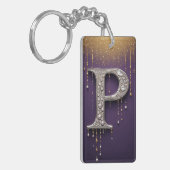 Luxury Rhinestone P Letter With Diamonds, Pearls A キーホルダー (正面左)