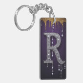 Luxury Rhinestone R Letter With Diamonds, Pearls A キーホルダー (正面左)