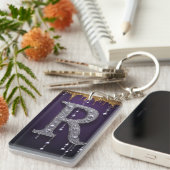 Luxury Rhinestone R Letter With Diamonds, Pearls A キーホルダー (正面右)