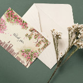 Luxury Riyadh Skyline Bougainvillea Wedding Thank  カード