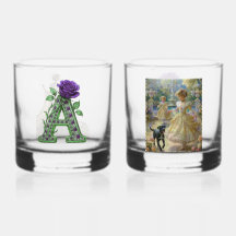 Luxury Rocks Glass Set - パーソナライズド モノグラム A