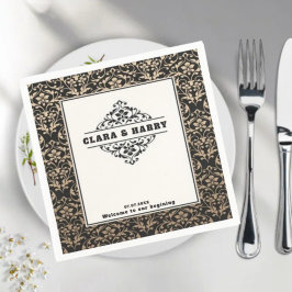 Luxury romantic calligraphy retro floral wedding  スタンダードカクテルナプキン