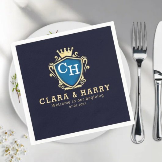 Luxury romantic champagne gold elegant monogrammed スタンダードカクテルナプキン