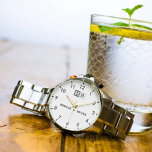 Luxury romantic couple monogram wedding keepsake 腕時計<br><div class="desc">Couple’s Names with Initials & Wedding Date – A Timeless Keepsake Celebrate love with this Personalized Couple’s Names Watch, a beautifully crafted custom timepiece designed to commemorate special moments. Featuring your custom names, initials, and wedding date, this elegant watch is a sentimental keepsake for weddings, anniversaries, or romantic occasions. With...</div>