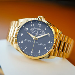 Luxury romantic couple name monogram wristwatch 腕時計