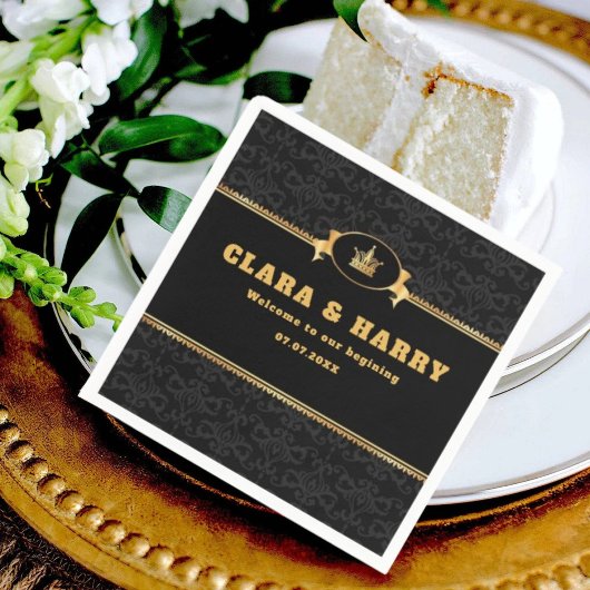 Luxury romantic gold calligraphy flourish wedding スタンダードカクテルナプキン