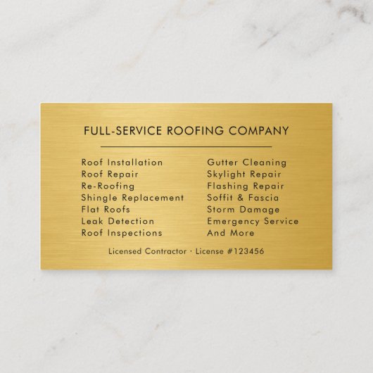 Luxury Roofing Roofer Company Business Card 名刺 (裏面)
