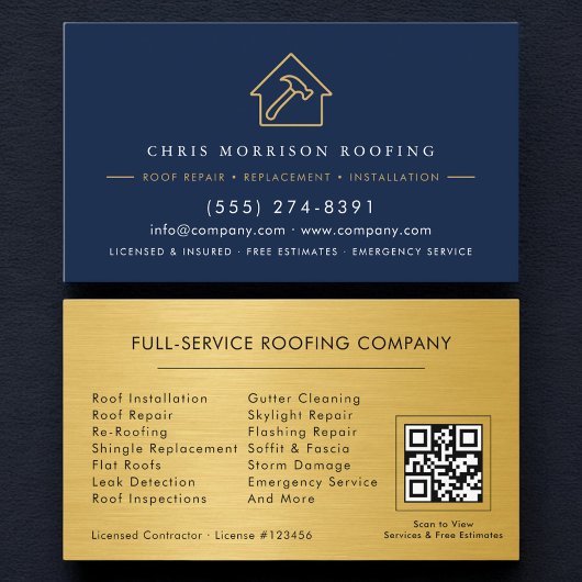 Luxury Roofing Roofer Company QR Code 名刺