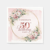 Luxury Rose Gold Blush 50th Birthday Party Napkins スタンダードカクテルナプキン (正面)