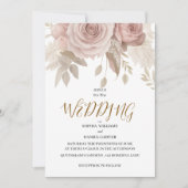 Luxury Rose Gold Blush Botanical Wedding Card 招待状 (正面)