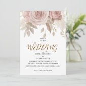 Luxury Rose Gold Blush Botanical Wedding Card 招待状 (スタンド正面)