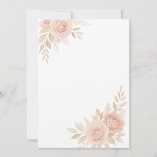 Luxury Rose Gold Blush Botanical Wedding Card 招待状 (裏面)