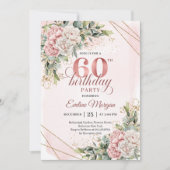 Luxury Rose Gold Dusty Pink 60th Birthday Invite 招待状 (正面)