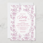 Luxury Rose Gold Floral Roses Baby Shower Invite 招待状 (正面)