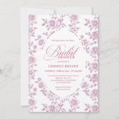 Luxury Rose Gold Floral Roses Bridal Shower Invite 招待状 (正面)