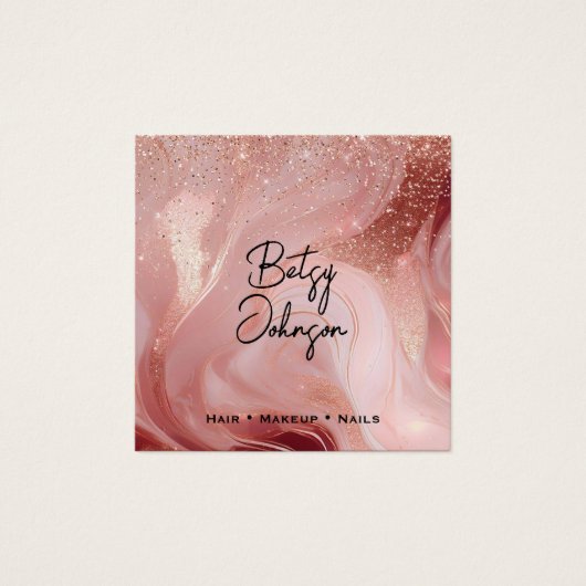 Luxury Rose Gold Glitter Salon Business Card (正面)