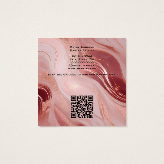 Luxury Rose Gold Glitter Salon Business Card (裏面)