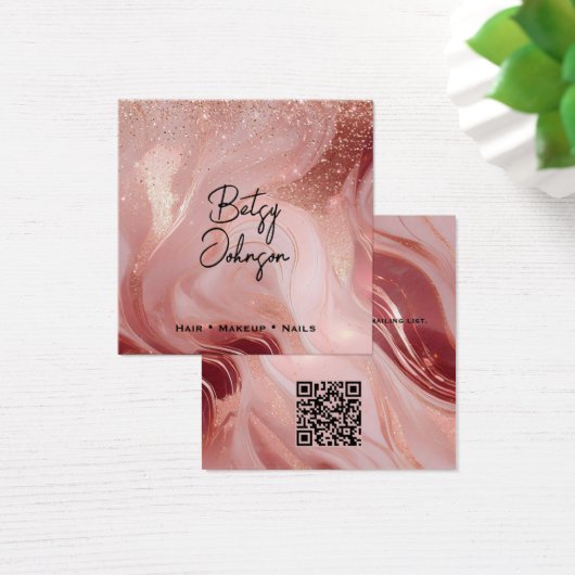 Luxury Rose Gold Glitter Salon Business Card (デスク)