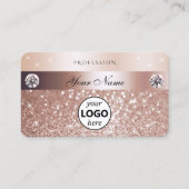 Luxury Rose Gold Glitter Sparkling Stars with Logo 名刺 (正面)