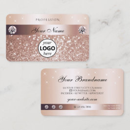 Luxury Rose Gold Glitter Sparkling Stars with Logo 名刺