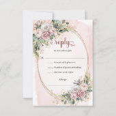 Luxury Rose Gold Greenery Wedding RSVP Card (正面)