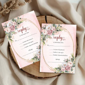 Luxury Rose Gold Greenery Wedding RSVP Card