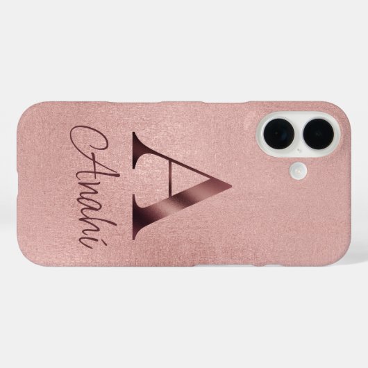 Luxury Rose Gold Monogram Case-Mate iPhoneケース (裏面 (横))