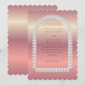 Luxury Rose Gold Scalloped Wedding Invitation - Cu 招待状 (正面/裏面)