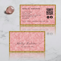 Luxury Rose Quartz Gold Frame QR Code Social Media