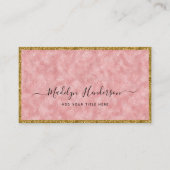 Luxury Rose Quartz Gold Frame QR Code Social Media 名刺 (正面)