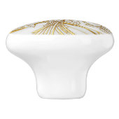 Luxury Roses Bouquet in Gold, White Marble stone セラミックノブ (側面)