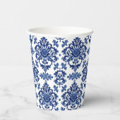 Luxury Royal Blue and White Baroque Floral Pattern 紙コップ (右)