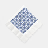 Luxury Royal Blue and White Baroque Floral Pattern 縁ありランチョンナプキン (角)