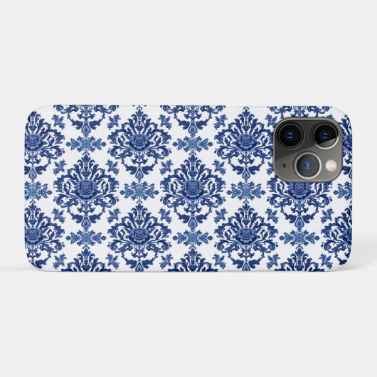 Luxury Royal Blue and White Baroque Floral Pattern Case-Mate iPhoneケース (裏面(横))
