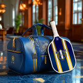 Luxury Royal Blue and White Monogram ピックルボールラケット