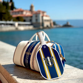Luxury Royal Blue and White Monogram ピックルボールラケット
