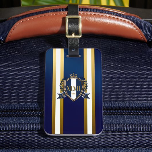 Luxury Royal Blue and White Monogram ラゲッジタグ (正面インサイチュ2)